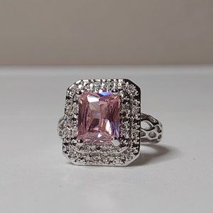 Size 8 Pink And Silver Tone Ring